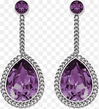 jeweled silver-colored drop earrings, Earring Jewellery, Diamond Earrings, purple, gemstone png thumbnail