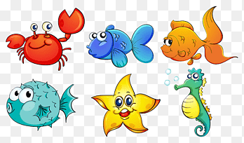 cartoon benthic fauna, crab, fish png thumbnail