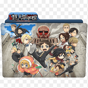 ataque al titán: junior high anime eren yeager mikasa ackerman, anime, manga, chibi png thumbnail