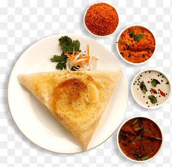 plat-lay-out van loempia verpakt voedsel met vier soorten sauzen, Masala dosa Idli Zuid-Indiase keuken, ontbijt, Aziatisch eten, Ontbijt png thumbnail