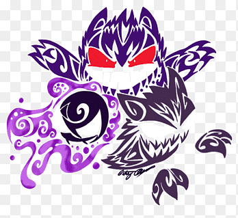 بوكيمون الأسود والأبيض Gengar Haunter بوكيمون Gastly ، خربش ملء, الأرجواني, البنفسجي png thumbnail