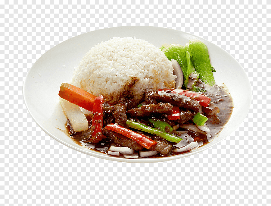 Mongolian beef Nasi campur Cooked rice Thai cuisine, Black pepper beef ...