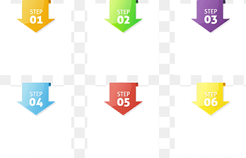 six graphiques carrés multicolores, icône de modèle de flèche infographique, élément PPT, texte, rectangle png thumbnail