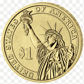 Dollar coin United States of America Presidential $1 Coin Program Mint, Coin, gold Coin, medal png thumbnail