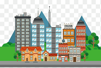 Cartoon Illustration, city ​​building, building, condominium png thumbnail