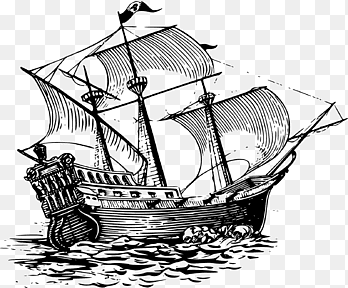 dibujo de velero, historia de la vela, carabela, monocromo png thumbnail